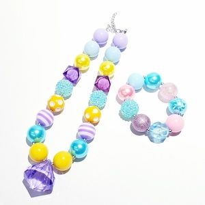 Chunky Bubblegum Necklace and Bracelet Set